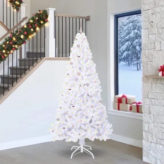 vidaXL Kunstigt juletræ med 300 LED'er, hvid, 240 cm