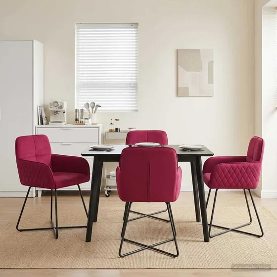 vidaXL Spisestole 4 stk. Fløjl Vinrød 59 x 56,5 x 86 cm