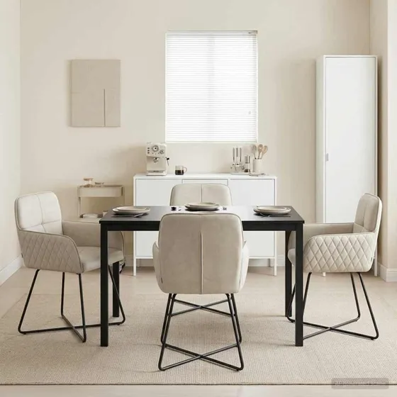 vidaXL Spisestole 4 stk. Fløjl Cremefarvet 59 x 56,5 x 86 cm