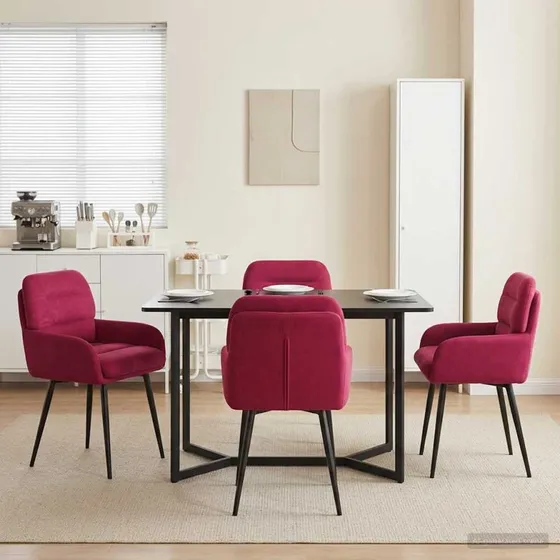 vidaXL Spisestole 4 stk. Fløjl Vinrød 59 x 59,5 x 90 cm