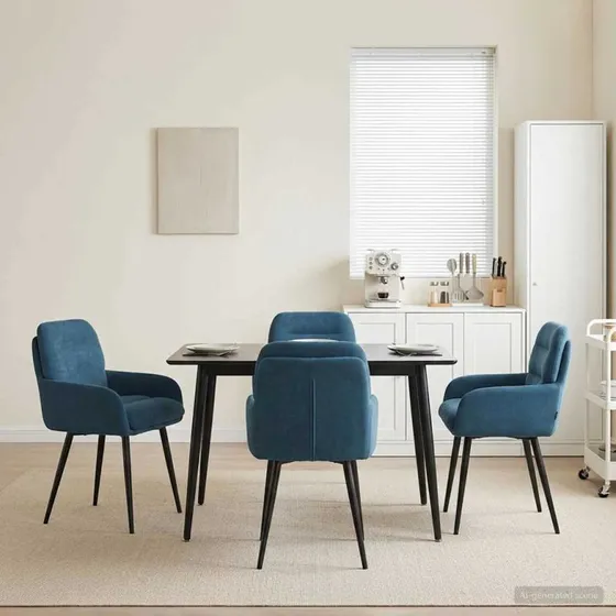 vidaXL Spisestole 4 stk. Fløjl Blå 59 x 90 cm
