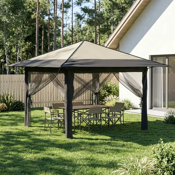 vidaXL Gazebo 3,3 x 3,3 m - Creme og Antracit