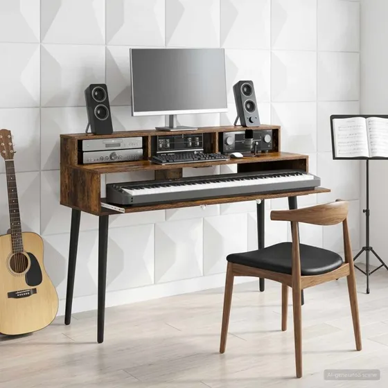vidaXL Studiobord Røget eg 110 x 42,5 x 36 cm