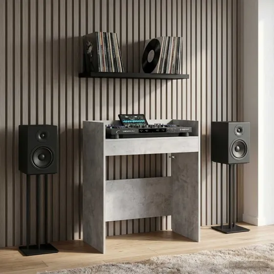 vidaXL DJ Bord Betongrå 102 x 45 x 102 cm