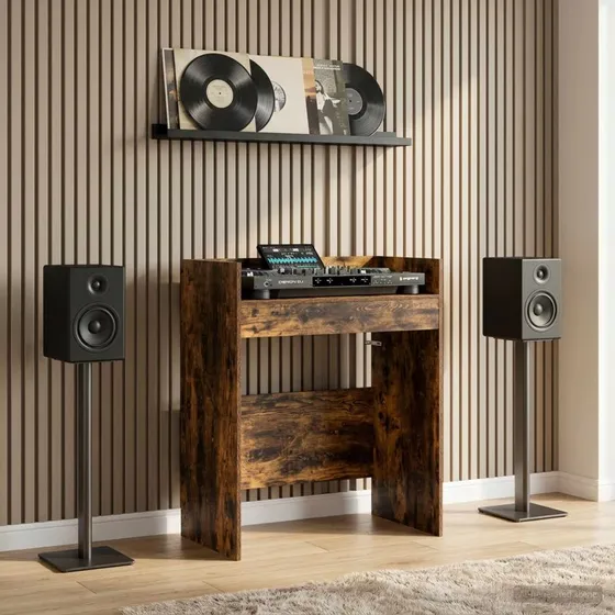 vidaXL DJ-bord i røget eg, 102 x 45 x 102 cm