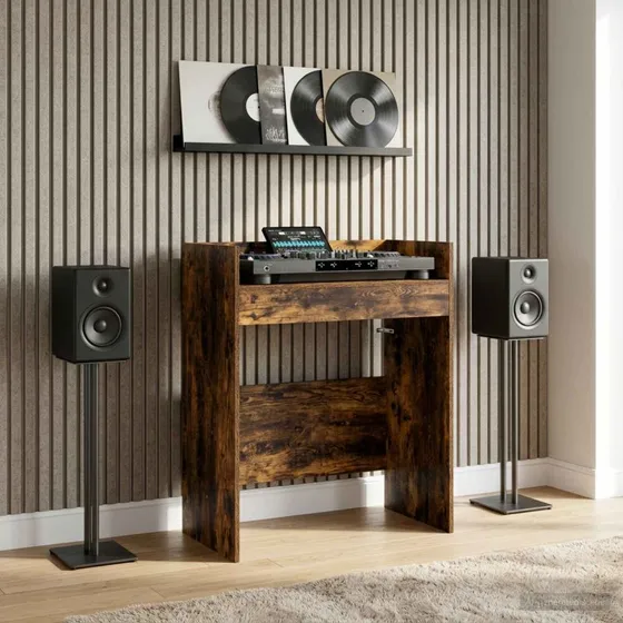vidaXL DJ-bord i røget eg, 82 x 45 x 102 cm