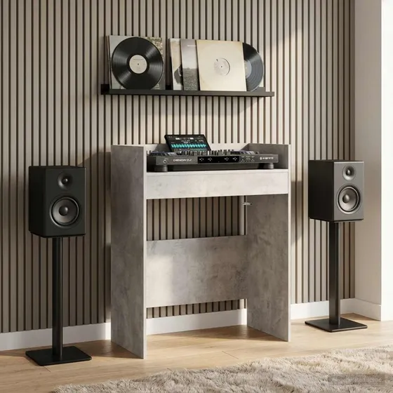 vidaXL DJ Bord Betongrå 62 x 45 x 102 cm