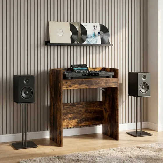 vidaXL DJ Bord i Røget Eg, 62 x 45 x 102 cm