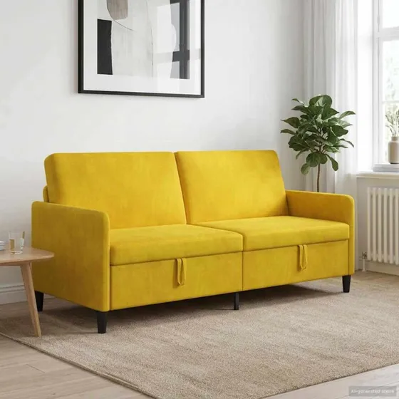 vidaXL Sofa med opbevaring, Gul, 192 x 78 x 87 cm