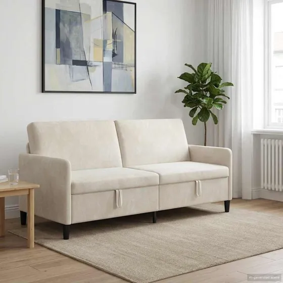 vidaXL Sofa med opbevaring, Cremefarvet, 192 x 78 x 87 cm