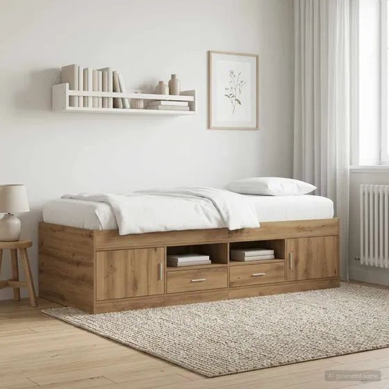 vidaXL Sengestel med opbevaring Artisan-eg 80 x 200 cm