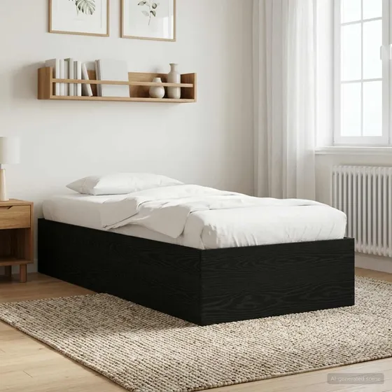 vidaXL Gulvsengramme Sort Eg 80 x 200 cm