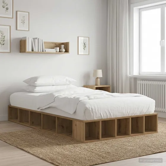 vidaXL Sengestel med opbevaring Artisan-eg 80 x 200 cm