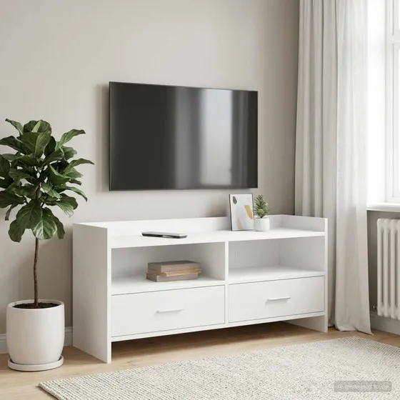 vidaXL TV-skab 100 x 33 x 47 cm - Hvidt konstrueret træ