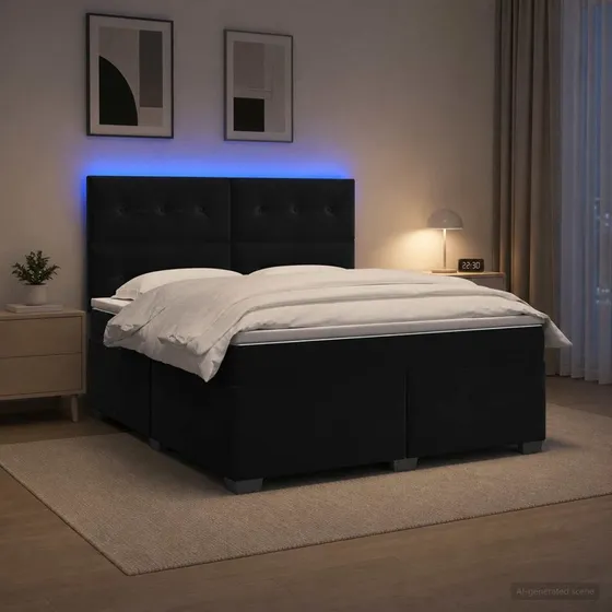 vidaXL Boksmadras med topmadras og hovedgærde, Sort, 140 x 200 cm