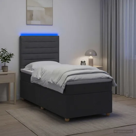 vidaXL Boxmadras med topmadras Mørkegrå 100 x 200 cm