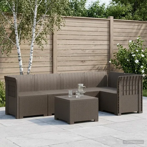 vidaXL 5-personers havemøbel sofa i rattan-look, lysegrå