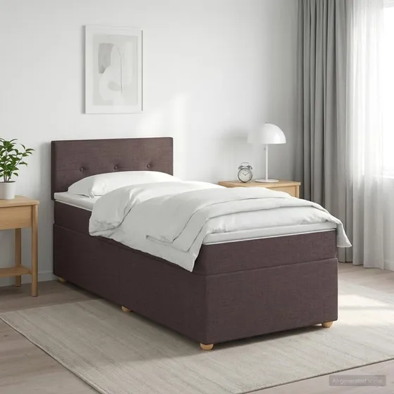 vidaXL Boxmadras med topmadras og hovedgavl, Mørk Brun, 90x200 cm