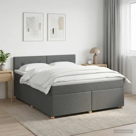 vidaXL Boxmadras med topmadras, mørkegrå, 140 x 200 cm