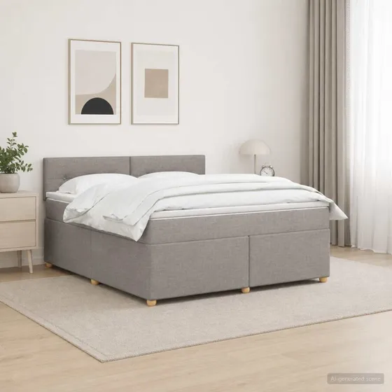 vidaXL Boxmadras med topmadras Gråbrun 140 x 200 cm