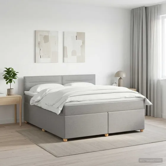 vidaXL Boxmadras med topmadras Lysegrå 160 x 200 cm