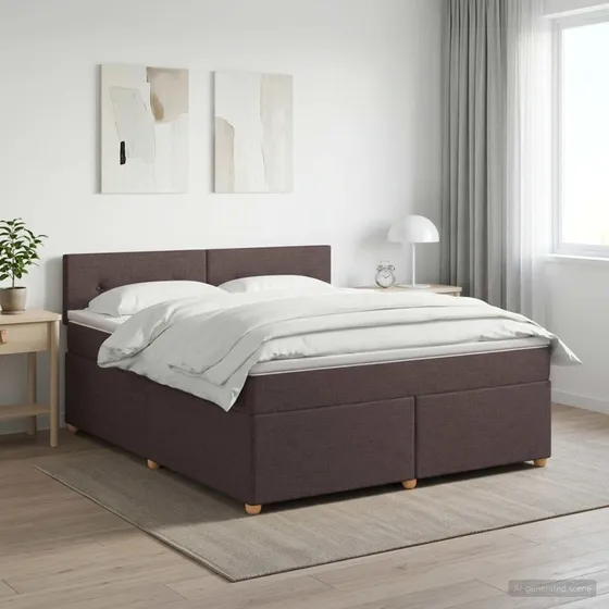 vidaXL Boxmadras med topmadras, Mørk Brun, 160 x 200 cm