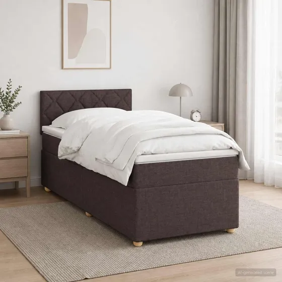 vidaXL Boxmadras med topmadras Mørk Brun 90 x 200 cm
