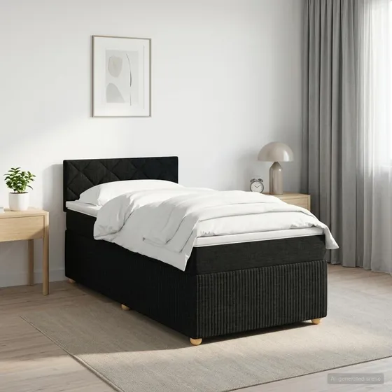 vidaXL Boksmadras med topmadras og hovedgærde, Sort, 90x190 cm