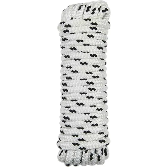 vidaXL Bådsnor 14 mm 9 m Hvid/Sort Polyester