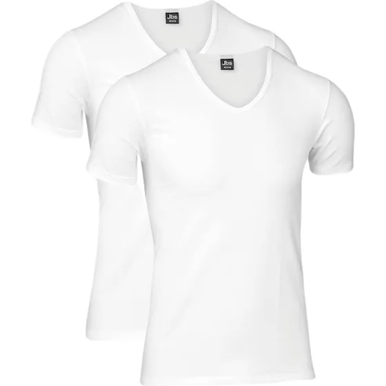 JBS 2-pak hvide V-hals t-shirts i økologisk bomuld, str. M