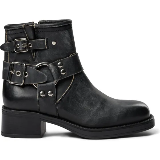 Pavement Zevil Vintage Læderankelstøvle, Black Matte