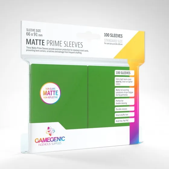 GameGenic Matte Prime Sleeves 100 stk - Grøn - Anti-Glare