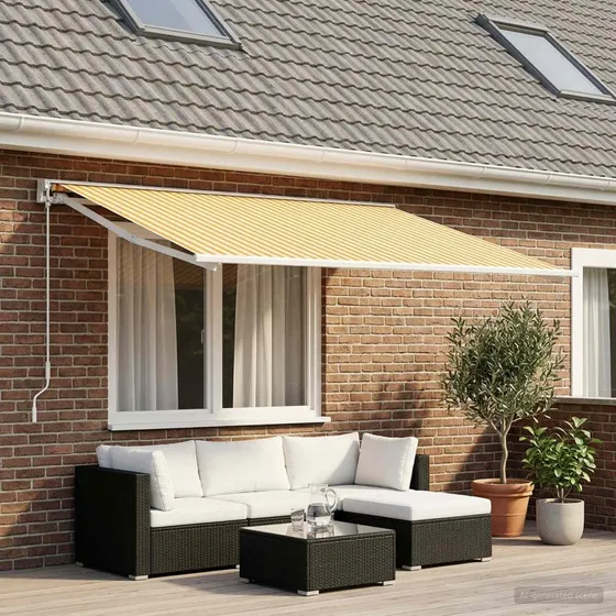 vidaXL Reservedug til markise, Gul/Hvid, 500 × 350 cm