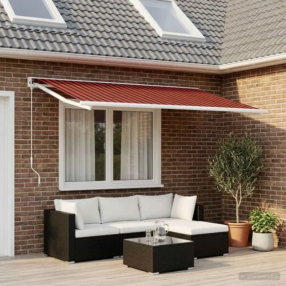 vidaXL Reservedug til markise, orange/brun stribet, 500 x 350 cm