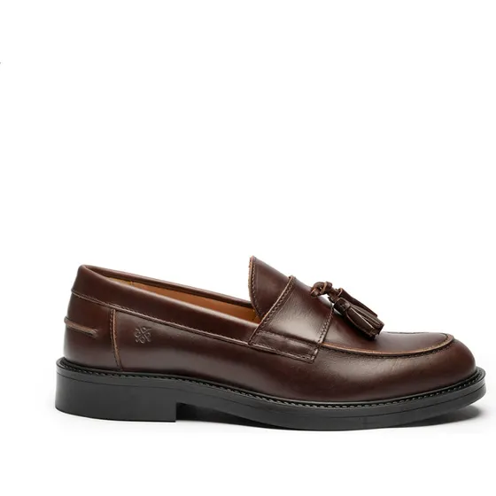 Playboy Filippo loafer med kvaster, polidolæder (sort/bordeaux)