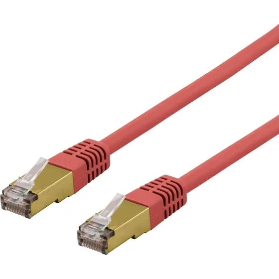 DELTACO S/FTP Cat6a Patchkabel, 1,5m, Rød, LSZH