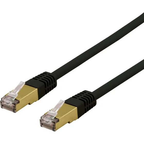 DELTACO S/FTP Cat6a Patchkabel, 2m, Sort, LSZH