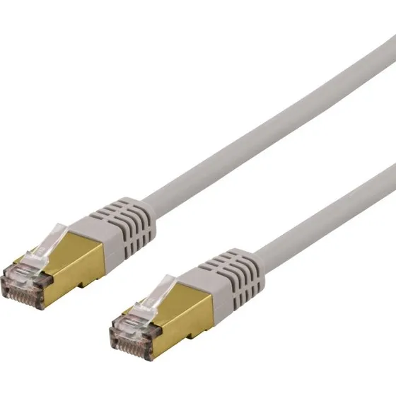 DELTACO S/FTP Cat6a Patchkabel, 3m, Grå, LSZH