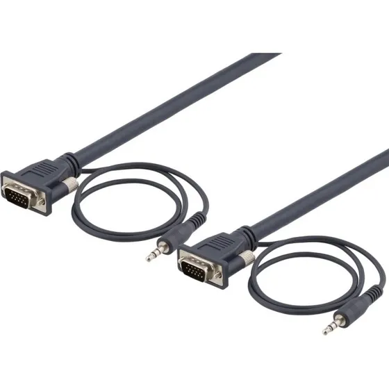 Deltaco VGA-kabel med 3,5mm audio, 1m, 1920x1200, sort
