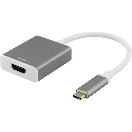 DELTACO USB-C til HDMI Adapter, 4K 60Hz, Space Gray, 0.2m