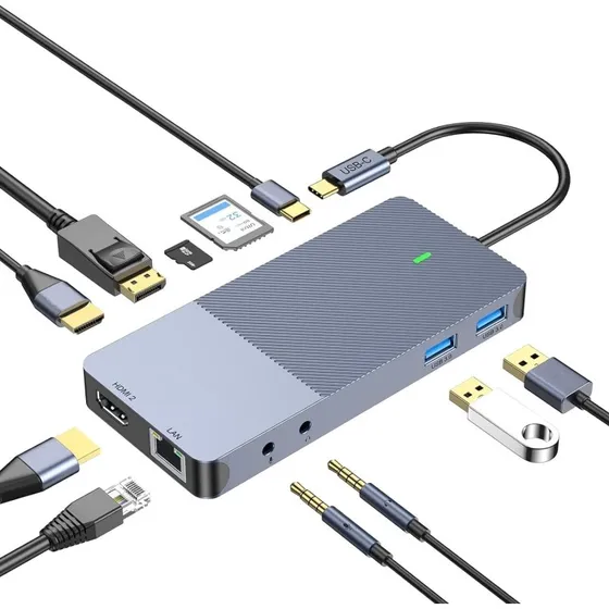 NÖRDIC 1-til-11 USB-C DisplayLink Dockingstation til 3 skærme