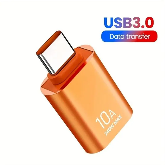 NÖRDIC USB-A til USB-C Adapter - Orange Aluminium