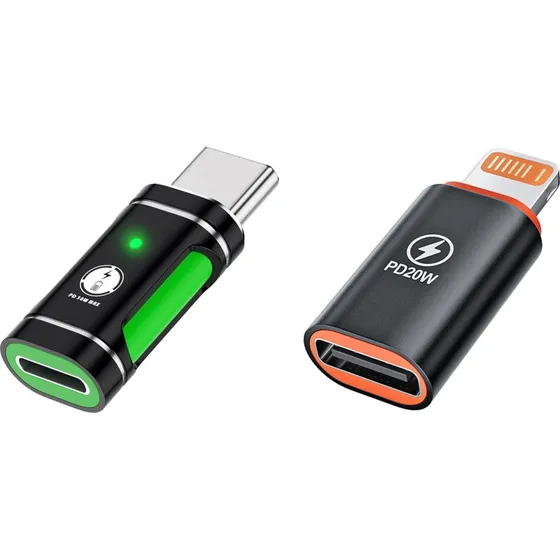 NÖRDIC Lightning til USB-C adaptersæt, 2-pak