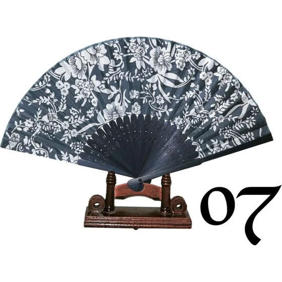 Oriental Winds Halvmåne-vifte - Blå/Hvid