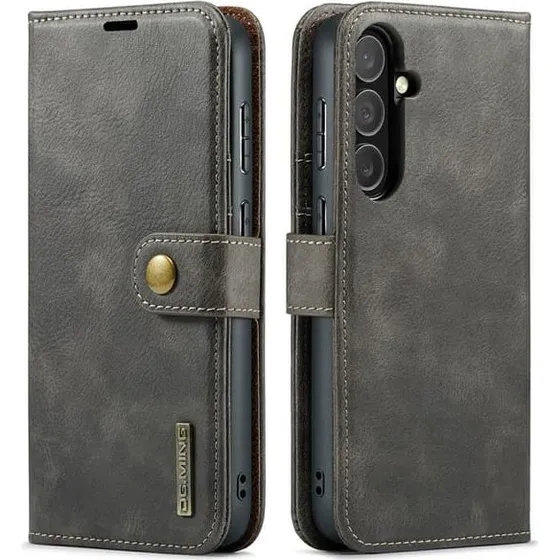 DG MING Samsung S25 FE 2-i-1 Magnet Flip Cover - Grå