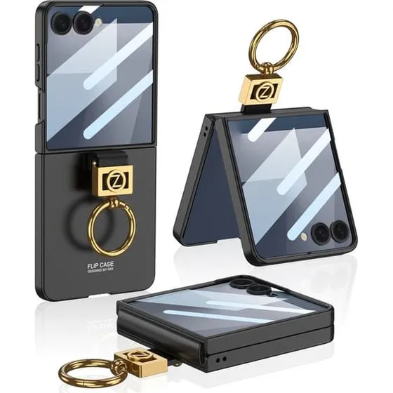 SKALO Samsung Z Flip7 GKK Guldring Cover - Sort
