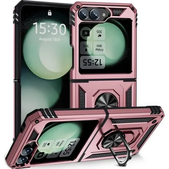SKALO Samsung Z Flip7 FE Armor Metalring Cover - Rosaguld