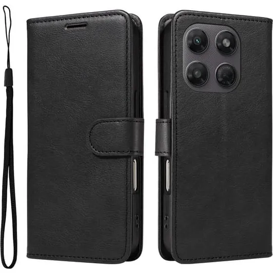 SKALO PU-læder Flip Cover til Motorola Moto G37 5G - Sort