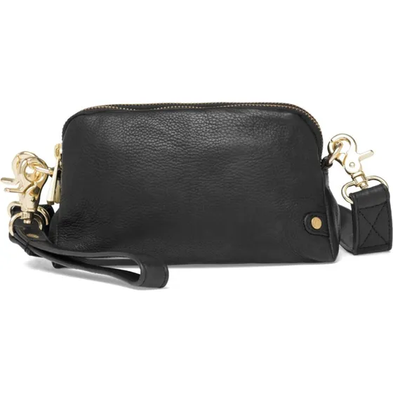 Depeche lille læderclutch i kalveskind, sort