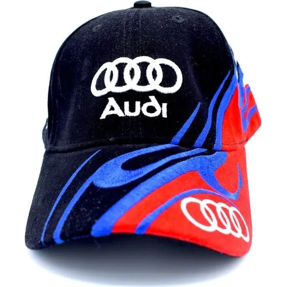 Audi Caps - Bomulds kasket i sort, rød og blå